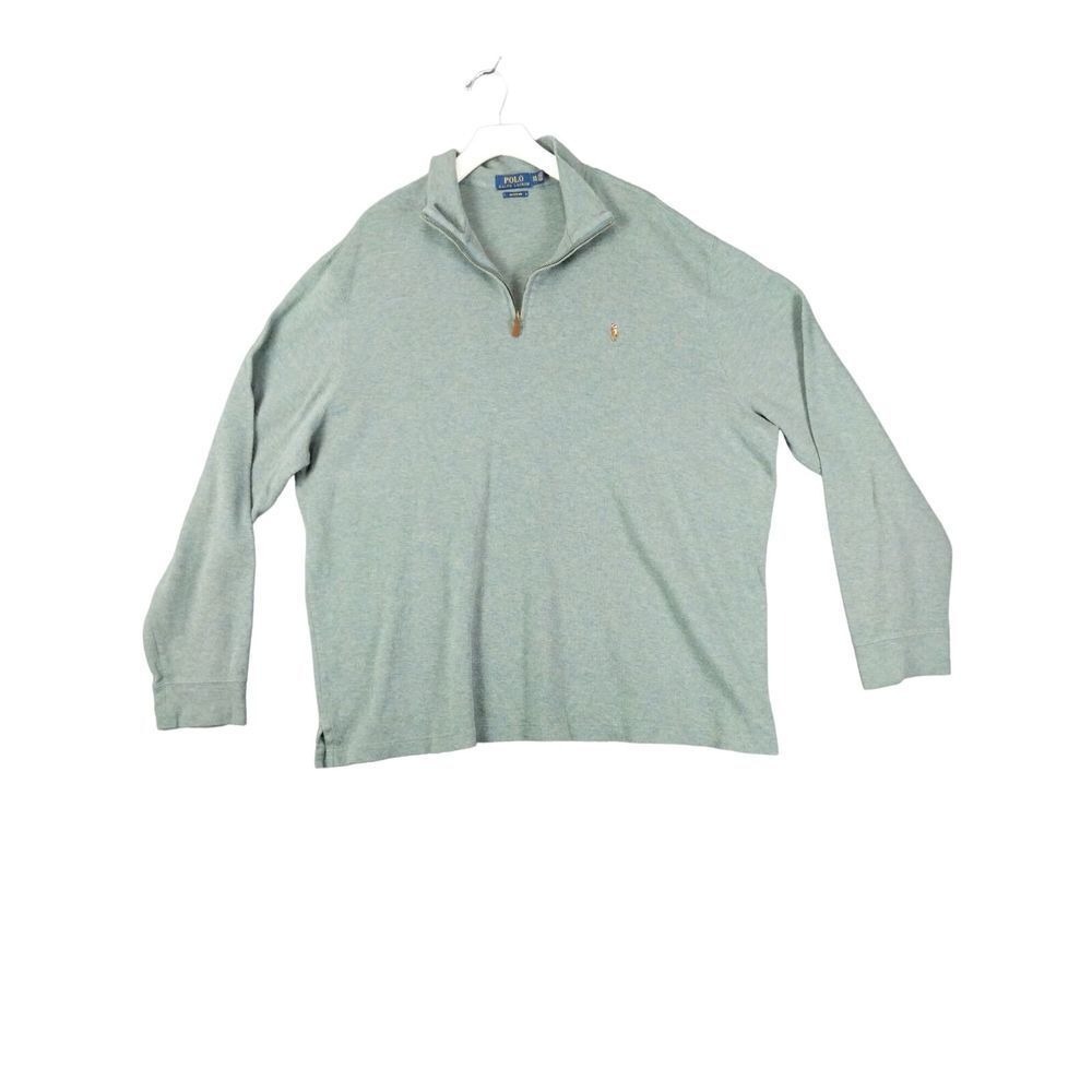 Polo Ralph Lauren Mens Preppy Old Money Estate Rib Quarter Zip XXL Green Luxury